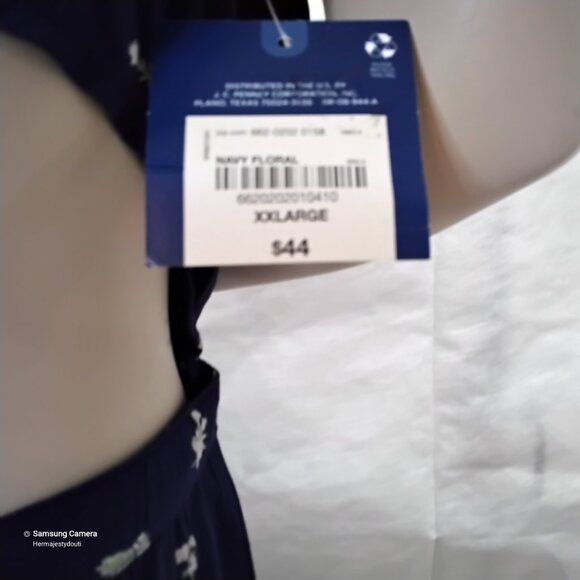 Arizona Jean Co. Navy Floral Short Sleeve Cut-out Back Button Dress NWT XXL - Picture 4 of 4